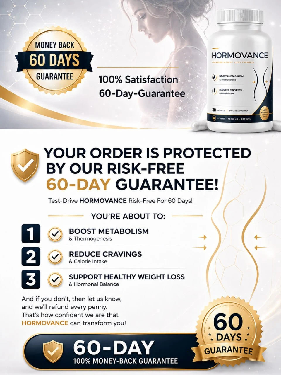 Hormovance 60-Day Money Back Guarantee seal